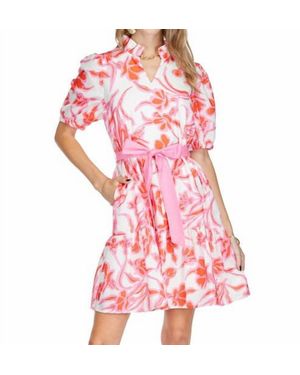 J joy Split Neck Flounce Dress - Pink