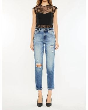 Kancan Kate High Rise Mom Fit Relaxed Thigh Skinny Jean - Blue