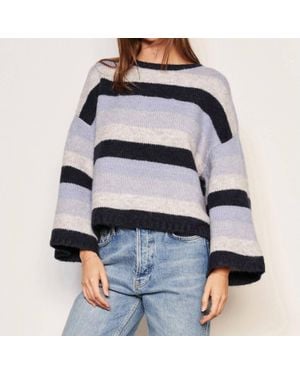 Sundry Cropped Stripe Sweater - Black