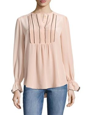 Rachel Zoe Regina Semi Sheer Long Sleeve Silk Shirt Blouse - Blue