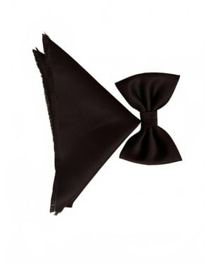 Quiet Luxury Bow Tie And Pocket Piece - Black