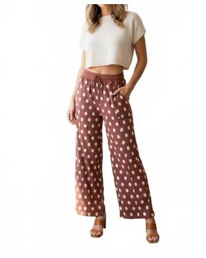 Umgee Pop Of Polka Barrel Pants - Red