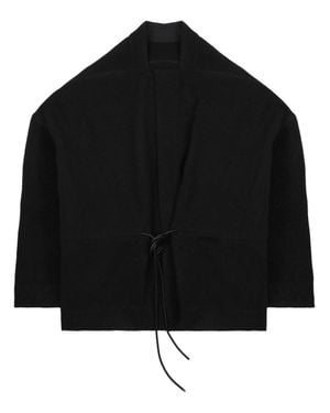 Rick Owens Sail Boxy Cropped Drawstring New Wool Jacket - Black