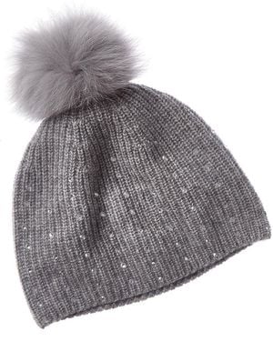 Forte Cashmere Crystal Rib Cashmere Hat - Gray