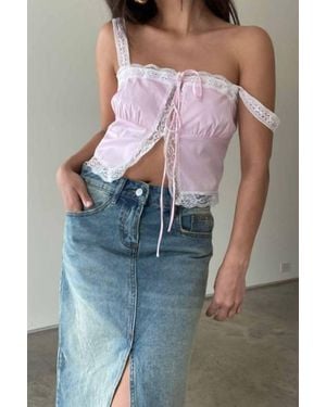 Et Clet Mali Lace Trim Cami Top - Blue