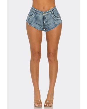 TRUEDAMES Cut It Out Denim Shorts - Blue