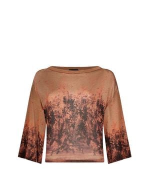Liu Jo Floral Print Crewneck Sweater - Brown