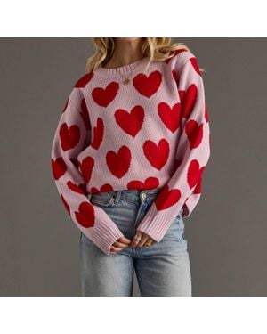 Panache Apparel Heart To Heart Sweater - Red