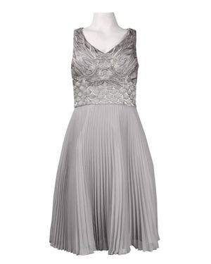 Sue Wong Sleeveless Embellished Accordion Dress - Gray
