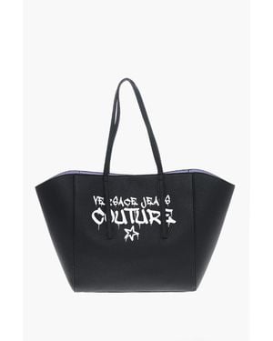 Versace Jeans Couture Textured Faux Leather Maxi Tote Bag With Clout - Black