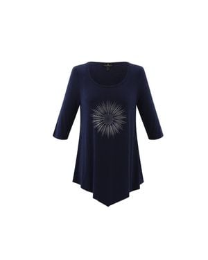 Marble Asymmetrical Tunic Top - Blue