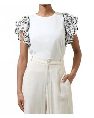 Sugarlips Ellie Eyelet Ruffle Sleeve Top - White