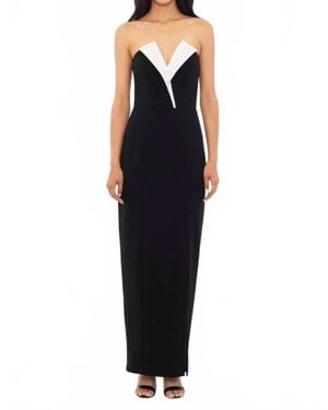 Betsy & Adam V-Neck Sheath Maxi Dress - Black