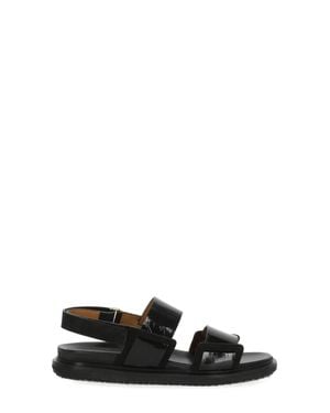 Marni Rear Belt Smooth Leather Sandals - White