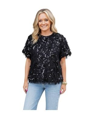 Thml Glitterfrost Fuzzy Top - Black