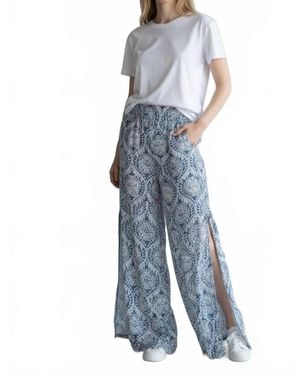 Elan Bandana Side Slit Pants - Blue