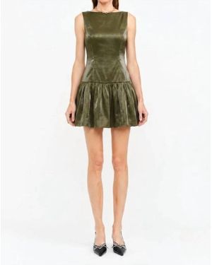 SOFIA The Label Luna Satin Drop Waist Mini Dress - Green