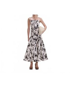 Self-Portrait Floral Print Midi Dress - Black