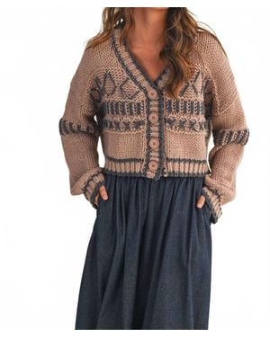 Klesis Patterned Cropped Sweater Cardigan - Black