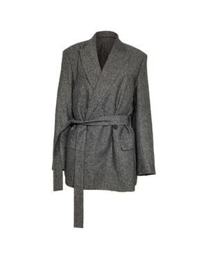 Acne Studios Double Breasted Belted Blazer - Gray