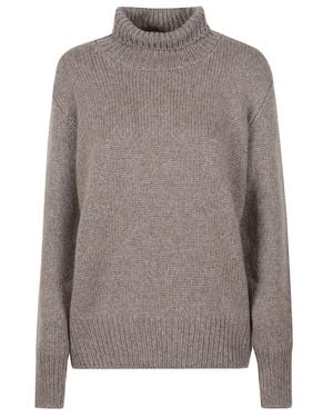 The Row Plira Chunky Knit High-Neck Top - Gray