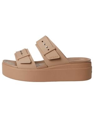 Crocs™ Brooklyn Buckle Low Wedge Latte 207431-2Q9 - Brown