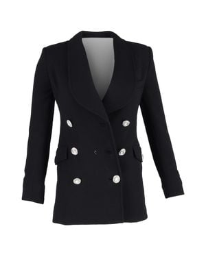 Alessandra Rich Double-Breasted Crystal Button Blazer - Black