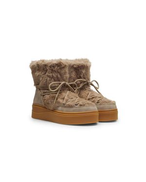 HUGO Platform Boots With Faux-Fur Uppers - Brown