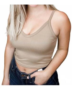 Phierce Fashions Basic Padded Cropped Tank Top - Natural