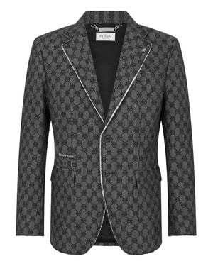 Philipp Plein Miami Vice Fit Blazer Jacquard Monogram - Black