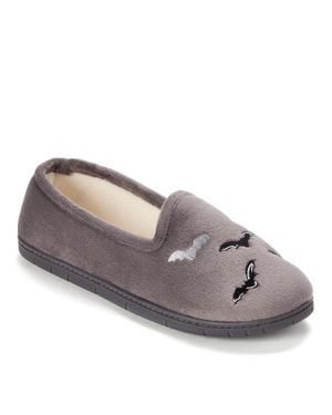 Dearfoams Halloween Velour Closed Back Slippers - Gray