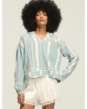 Lucky Brand Trimmed Gauze Hoodie - Blue