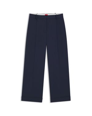 HUGO Cropped Pants With Front Pleats - Blue