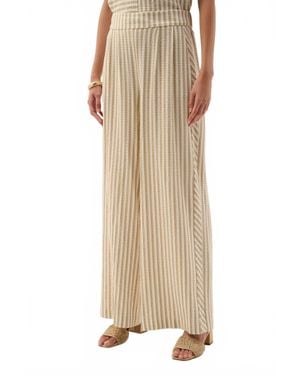 Joseph Ribkoff Striped Pull-On Palazzo Pants - Natural