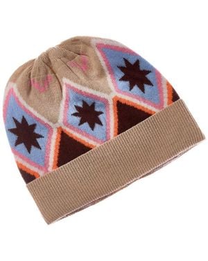 Brodie Cashmere Fairisle Pom Pom Cashmere Beanie - Natural