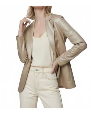 Majestic Filatures Stretch Metallic Linen One Button Blazer - Natural