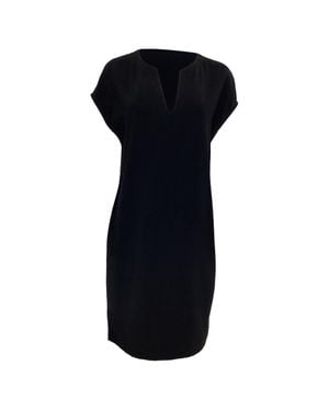 Theory Saturnina Split-Neck Shift Dress - Black