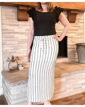 Bailey Rose Eyelet Stripe Maxi Skirt - White