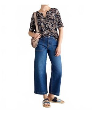 White Stuff Weaver Notch Neck Tee - Blue