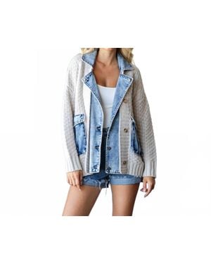 Veveret Knit Body Layerd Jacket - Blue