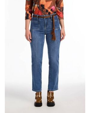 Fdj Olivia Pencil Ankle Denim With Removable Belt Jeans - Blue