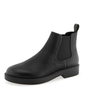 Aerosoles Poshan Boots Leather Round Toe Ankle Chelsea Zap1412 - Black