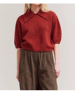 GRADE & GATHER 3/4 Sleeve Knit Top - Red