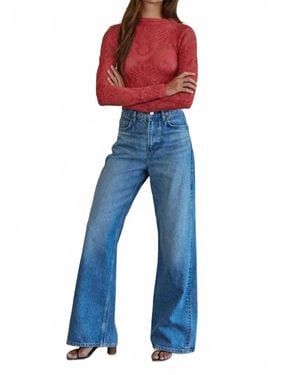 By Together Jacquard Fishnet Layering Crop Top - Blue