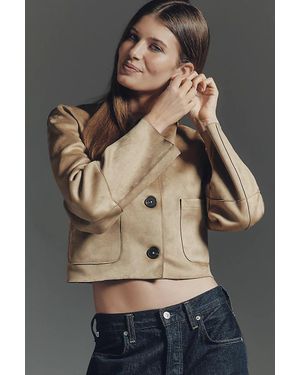 Maeve Faux Suede Cropped Jacket - Gray