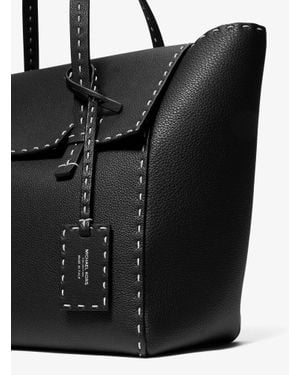 Michael Kors Sophia Hand-Stitched Pebbled Leather Satchel - Black