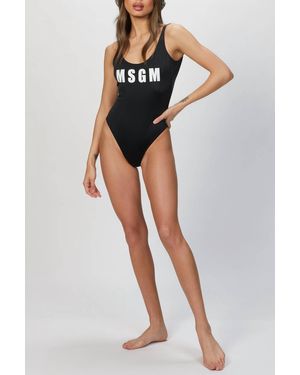 MSGM Logo-print Swimsuit - Black