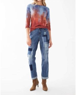Fdj Destiny Patchwork Distressed Girlfriend Jeans - Blue