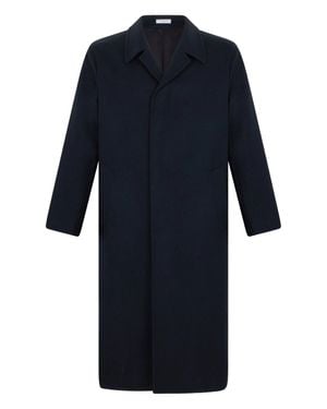 Boglioli Minimalist Coat With Concealed Button Placket And Classic Collar - Blue