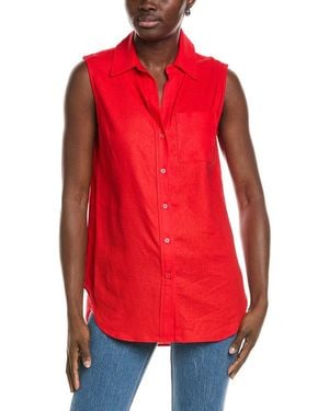 Jones New York Sleeve Knot Linen-Blend Shirt - Red